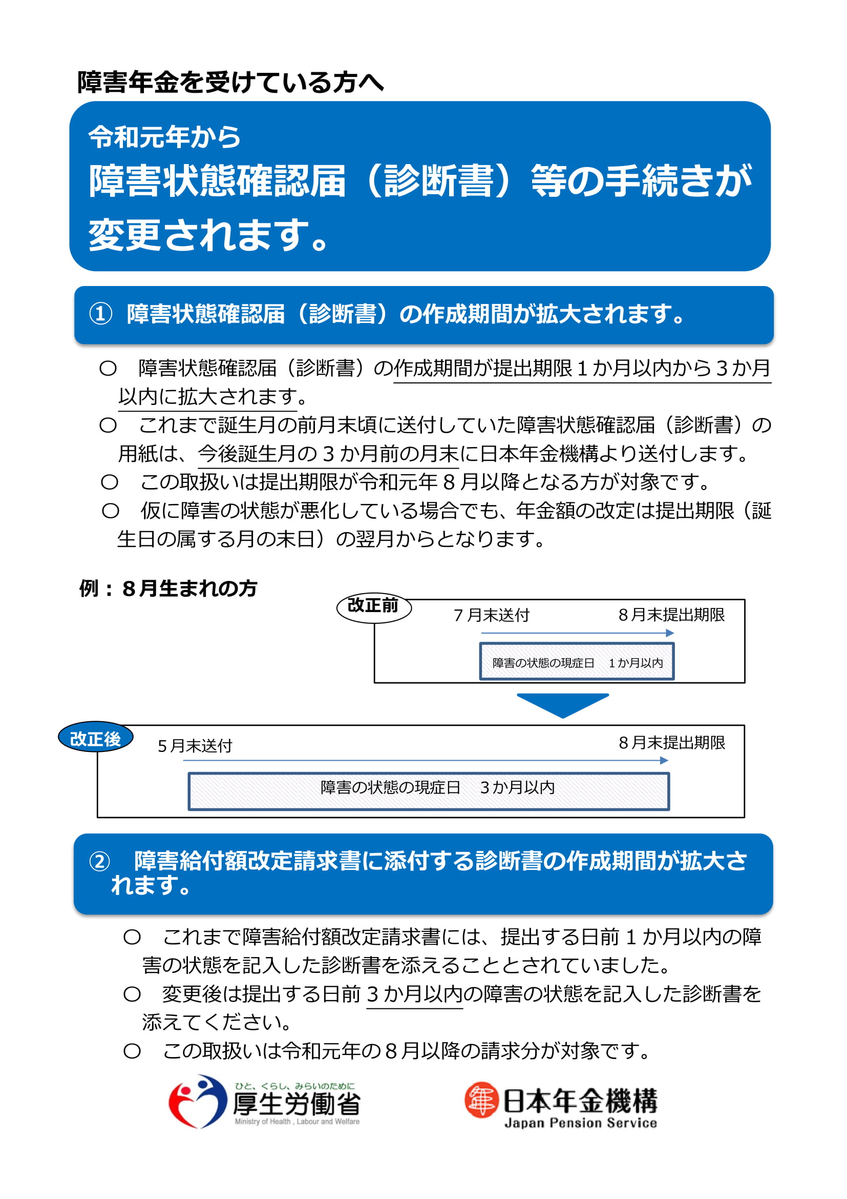 障害状態確認届（診断書）等の手続きが変更されます。 | 愛媛・松山障害年金相談センター